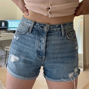 GRLFRND High Rise Denim Shorts Light/Medium Wash